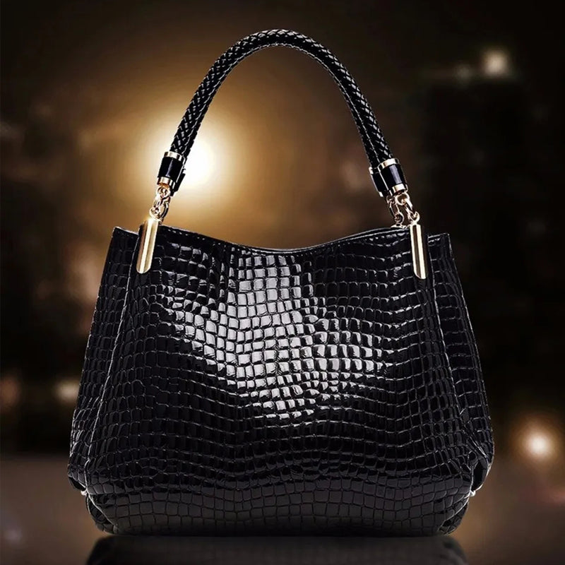 Bolsa Feminina- Tote Clássica  Crocodilo Lantejoulas