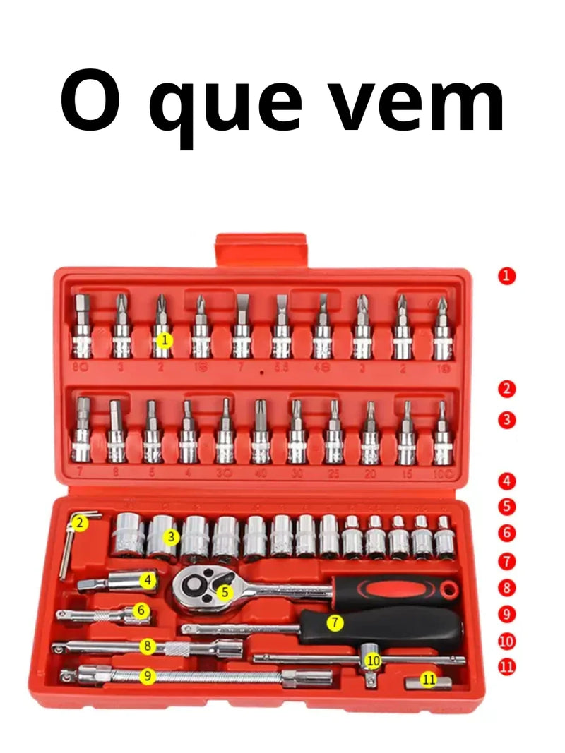 Conjunto De Chave De Soquete 46 Pçs