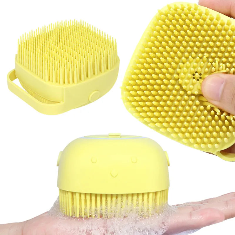 Esponja De Silicone Para Banho Com Dispenser De Shampoo