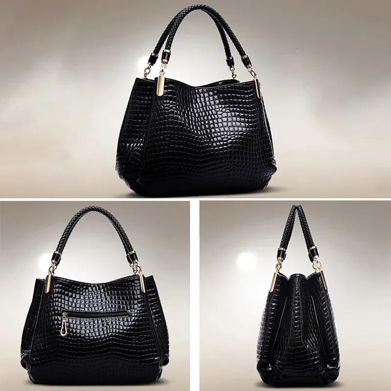 Bolsa Feminina- Tote Clássica  Crocodilo Lantejoulas