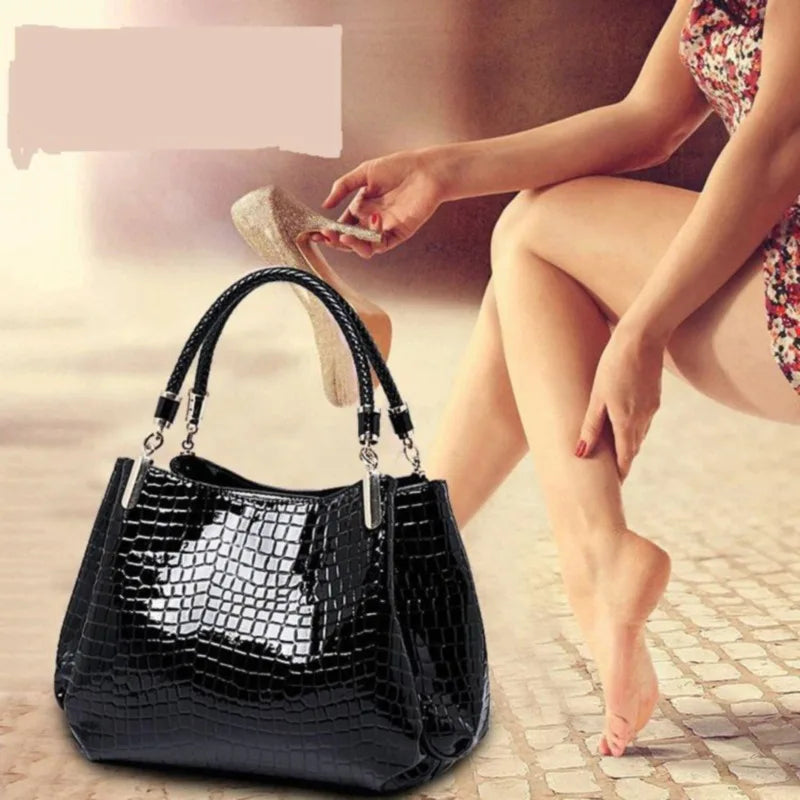 Bolsa Feminina- Tote Clássica  Crocodilo Lantejoulas